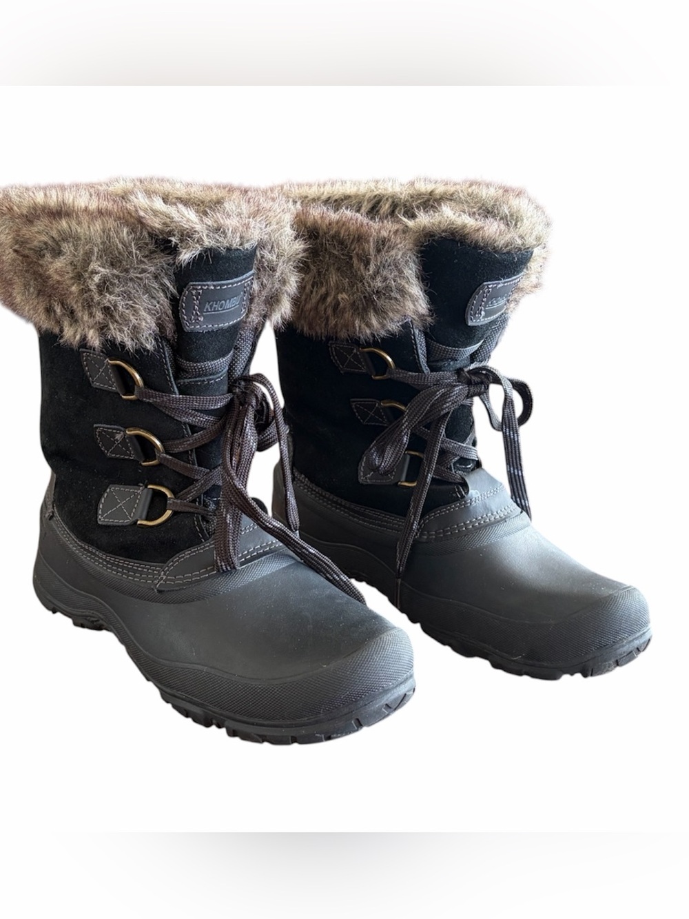 Khombu Slope Leather Suede Winter Snow Boots EUC Size 11